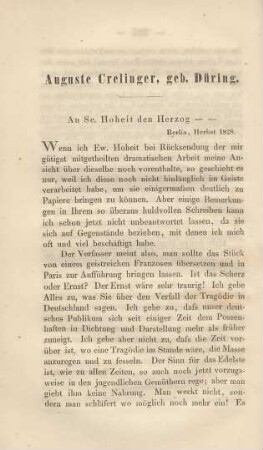 Auguste Crelinger, geb. Düring