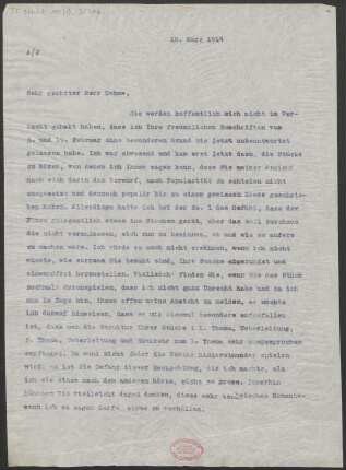 Brief an Robert Oehme : 10.03.1914