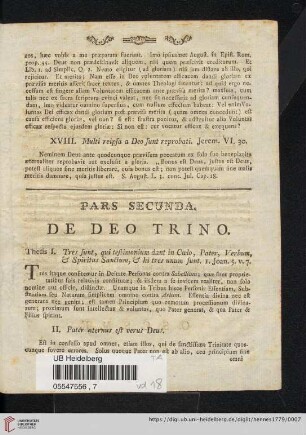 Pars Secunda: De Deo Trino