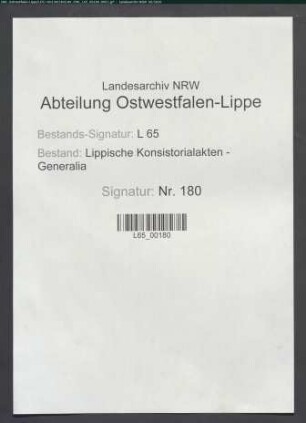Suspendierung und Entfernung von Pastoren aus dem Amt in den Ämtern des regierenden Hauses: Untersuchung gegen Pastor Wienand zu Heiligenkirchen wegen seines Lebenswandels
