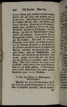 I. Von dem Fürsten zu Schwarzburg-Sondershausen.