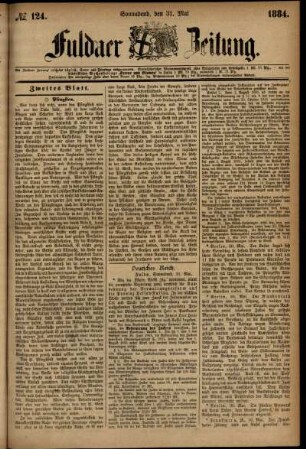 Ausgabe vom Samstag, den 31. Mai 1884.