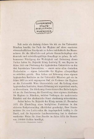 Das Hygienische Institut der Königl. Bayer. Ludwigs-Maximilians-Universität München