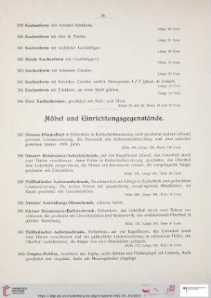 Möbel und Einrichtungsgegenstände (Nr. 387 - 431)
