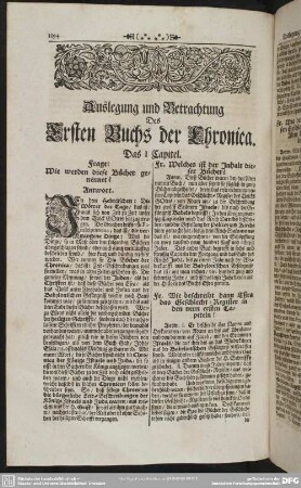 Auslegung und Betrachtung Des Ersten Buchs der Chronica
