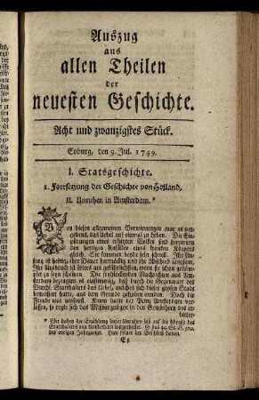 Acht und zwanzigstes Stück. Coburg, den 9. Jul. 1749.