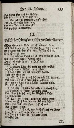 CI. Pflicht der Obrigkeit und derer Unterthanen. - CXXX. Ein Buß- Psalm.