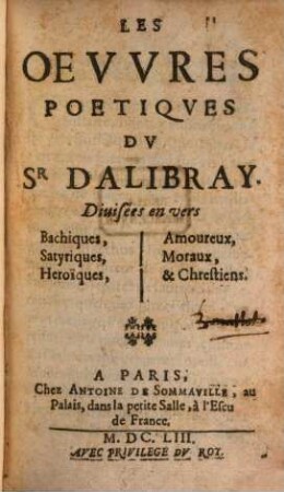 Les oeuvres poetiques du S. D.