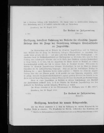 Verfügung, betreffend die neunte Kriegsanleihe