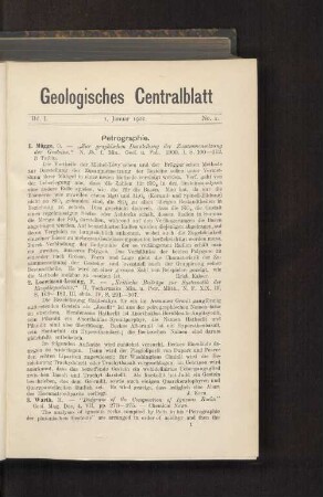 1. Januar 1901. No. 1.