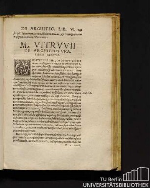 M. Vitruvii De Architectura, Liber Sextus.