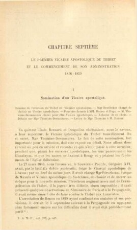 Chapitre septième. Le premier Vicaire apostolique du Thibet et le commencement de son administration 1856-1859