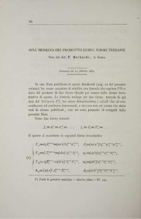 Sull´hessiana dell prodotto di due forme ternarie.