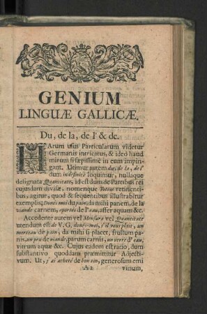 Genium Linguæ Gallicæ.
