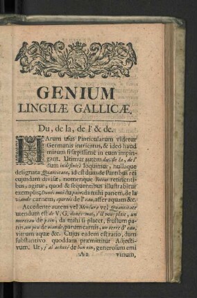 Genium Linguæ Gallicæ.