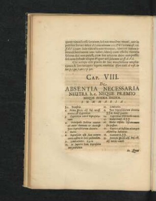 Cap. VIII. De Absentia Necessaria Neutra h.e. Neque Praemio Neque Poena Digna.