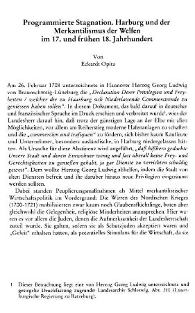 Programmierte Stagnation : Harburg und der Merkantilismus der Welfen im 17. und frühen 18. Jahrhundert