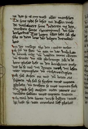 Gebet zur Hl. Dreifaltigkeit für die Verstorbenen. Ick sal vp stan vnde gan in dat vnbekande konnickrike vnde vanden myne olderen vnde frunde [...]