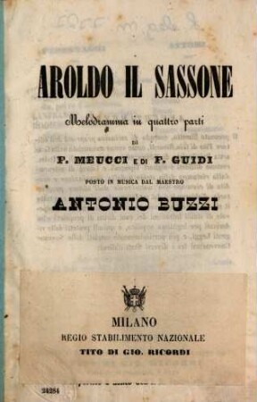 Arnoldo il Sassone : melodramma in quattro parti