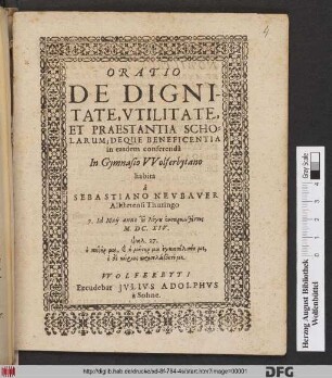 Oratio De Dignitate, Utilitate, Et Praestantia Scholarum