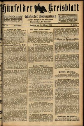 Erste Ausgabe vom Samstag, den 23. Februar 1924.