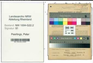 Entnazifizierung Peter Peerlings , geb. 20.02.1899 (Vorarbeiter)