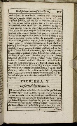 Problema V. De formalibus principiis.