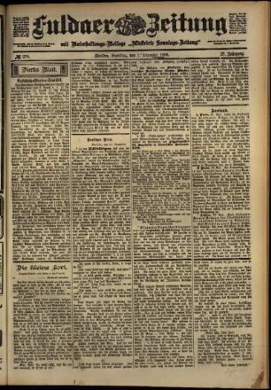 Vierte Ausgabe vom Samstag, den 01. Dezember 1900.