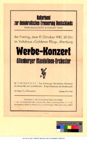 Originaltitel: Werbe-Konzert Altenburger Mandolinen-Orchester