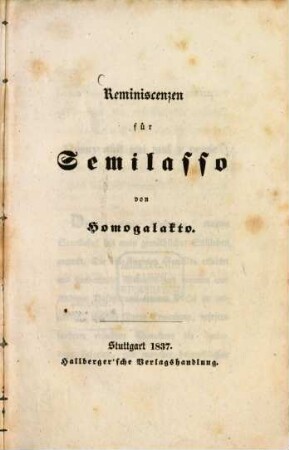 Reminiscenzen für Semilasso
