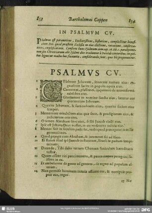 In Psalmum CV.[i.e. CIV.] Psalmus CV.[i.e. CIV.]
