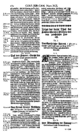 Folget der dritte Theil der Cammer-Gerichts-Ordnung von dem gerichtlichen Proceß.