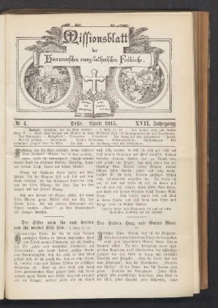 N° 4. April 1915. XVII. Jahrgang