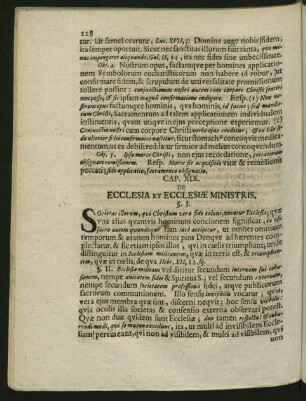 Cap. XIX. De Ecclesia Et Ecclesiae Ministris