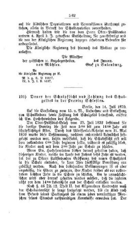 Dauer der Schulpflicht und Zahlung des Schulgeldes in der Provinz Schlesien : [IV. Elementarschulwesen]