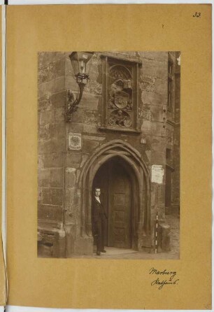 Rathaus, Marburg: Ansicht Portal (aus: Skizzen- und Fotoalbum 19)