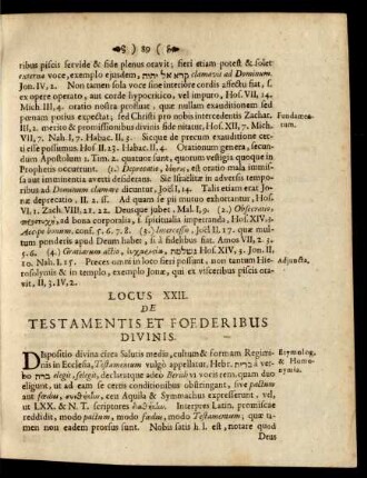 Locus XXII. De Testamentis Et Foederibus Divinis
