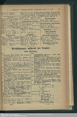 Berichtigungen während des Druckes