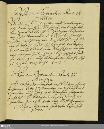 Von dem Schencken-Amt zu Fulda und Kempten