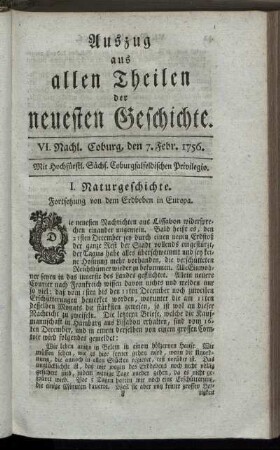 VI. Nachl. Coburg, den 7. Febr. 1756.