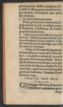 Oratio Iesu Filii Sirach.