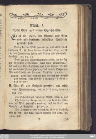 Kapit. I. Von Gott und seinen Eigenschaften.