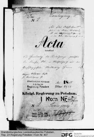 Erneuerung der Landesgrenze zwischen den Kreisen Ost- und Westprignitz und dem Großherzogtum Mecklenburg-Schwerin