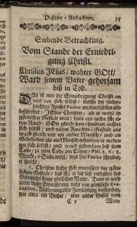 Siebende Betrachtung. Vom Stande der Erniedrigung Christi.