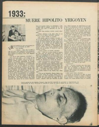 1933: Muere Hipólito Yrigoyen