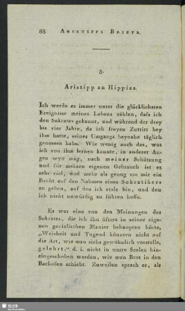 8. Aristipp an Hippias