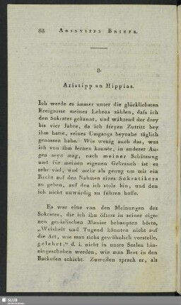 8. Aristipp an Hippias