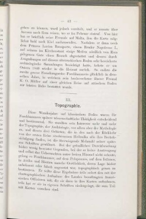III. Topographie.