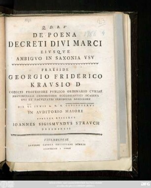 De Poena Decreti Divi Marci Eivsqve Ambigvo In Saxonia Vsv