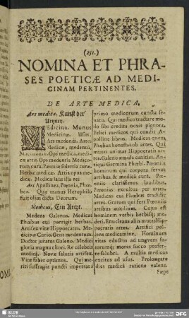 Nomina Et Phrases Poeticae Ad Medicinam Pertinentes